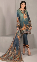 DIGITAL PRINTED LAWN SHIRT : 3 MTR DYED TROUSER : 2.5 MTR DIGITAL PRINTED CHIFFON DUPATTA : 2.5 MTR