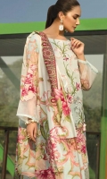 LAWN EMB PRINTED SHIRT : 3 MTR PRINTED LAWN TROUSER : 2.5 MTR LAWN PRINTED DUPATTA : 2.5 MTR ACCESSORIES