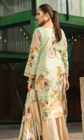 LAWN EMB PRINTED SHIRT : 3 MTR DYED LAWN TROUSER : 2.5 MTR LAWN PRINTED DUPATTA : 2.5 MTR ACCESSORIES