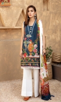 PRINTED LAWN SHIRT 3M  PRINTED LAWN DUPATTA 2.5M  DYED CAMBRIC TROUSER 2.5M