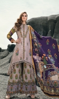 EMB JACQUARD LINEN FRONT : 1.25 MTR PRINTED JACQUARD LINEN BACK & SLEEVES : 2 MTR PRINTED LINEN TROUSER : 2.5 MTR DIGITAL EMB JACQUARD SHAWL : 2.5 MTR ACCESSORIES :  DAMAN : 1 PC LACE : 1 PC