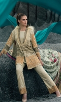 JACQAURD LINEN SHIRT : 2.5 MTR EMB JACQAURD LINEN SLEEVES : 0.65 MTR LINEN TROUSER : 2.5 MTR DIGITAL EMB JACQUARD SHAWL : 2.5 MTR ACCESSORIES :  LACE : 3 PCS