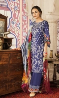 Shirt Front: Embroidered Lawn Shirt Back: Dyed lawn Sleeves: Embroidered Lawn Dupatta: Digital Printed Chiffon Sleeves Lace: Organza Embroidered Trouser: Dyed Cambric Trouser Lace: Organza Embroidered