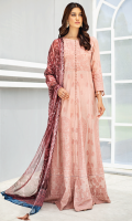 Frock Front & back badice : Embroidered Lawn Frock Front & back panels: Embroidered Lawn Sleeves: Embroidered Lawn Dupatta: Printed Chiffon frock Front & Back Lace : Embroidered lawn Sleeve Lace: Embroidered lawn Trouser: Dyed Cambric