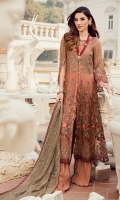 Frock Front & Back: Embroidered Chiffon Front Bodice: Embroidered Chiffon Back Bodice: Embroidered Chiffon Sleeves: Embroidered Chiffon Dupatta: Embroidered Chiffon Front & Back Neckline: Sequins Embroidered Organza Sleeves...