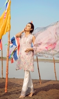 Shirt: Digital Printed Daman Patch: Organza Embroidered Neck Lace: Organza Embroidered Dupatta: Printed Chiffon Trouser: Printed Cambric Trouser Patch: Organza Embroidered