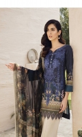 Shirt Front: Digital Printed Embroidered Lawn Shirt Back & Sleeves: Digital Printed Lawn Dupatta: Digital Printed Chiffon  Trouser: Dyed Cambric Trouser Lace: Organza Embroidered