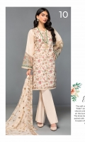 Shirt Front: Embroidered Lawn with Lace Shirt Back: Dyed Lawn Sleeves: Embroidered Lawn Dupatta: Embroidered Chiffon Trouser: Dyed Cambric Sleeve Patch: Embroidered Organza