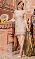 Shirt Front: Lawn Embroidered Shirt Back & Sleeves: Lawn Printed Daman Patch: Organza Embroidered Dupatta: Printed Chiffon Trouser: Printed Cambric