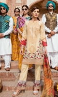 Shirt Front: Lawn Embroidered Shirt Back & Sleeves: Lawn Printed Daman Patch: Organza Embroidered Dupatta: Printed Chiffon Trouser: Printed Cambric Trouser Patch: Organza Embroidered