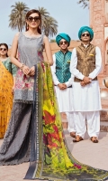 Shirt Front: Lawn Embroidered Shirt Back & Sleeves: Lawn Printed Daman Patch: Organza Embroidered Neck Lace: Organza Embroidered Dupatta: Printed Chiffon Trouser: Printed Cambric