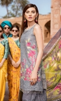 Shirt Front: Lawn Embroidered Shirt Back & Sleeves: Lawn Printed Daman Patch: Organza Embroidered Neck Lace: Organza Embroidered Dupatta: Printed Chiffon Trouser: Printed Cambric Shirt Front: Lawn Embroidered Shirt Back & Sleeves: Lawn Printed Daman Patch: Organza Embroidered Neck Lace: Organza Embroidered Dupatta: Printed Chiffon Trouser: Printed Cambric