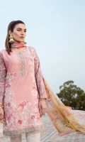 Shirt Front: Lawn Embroidered Shirt Back & Sleeves: Lawn Printed Neck Line: Organza Emnroldered Daman Patch: Organza Embmldered Dupatta: Printed cnman Trouser: Dyed cambrlc Trouser Patch: Organza Embroidered