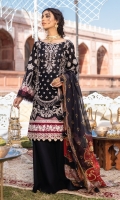 Shirt Front: Borer Embroidered Lawn Shirt Back: Embroidered Lawn Sleeves: Borer Embroidered Lawn Dupatta: Digital Printed Silk Shirt Front Lace: Embroidered Silk Sleeve Lace: Embroidered Silk Trouser: Dyed Cambric