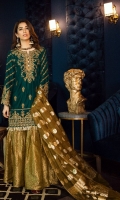 Shirt Front: Embroidered Velvet Shirt back: Embroidered Velvet Sleeves: Embroidered Velvet Dupatta: Organza Jammawar Shawl Sleeves Lace: Embroidered Silk Front & Back Lace: Embroidered Velvet Trouser: Dyed Jammawar