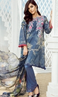 Shirt: Digital Printed Embroidered Dupatta: Printed Chiffon Trouser: Dyed Cambric Trouser Patch: Organza Embroidered