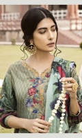 Front: Printed Linen Back& Sleeves: Printed Linen Dupatta: Viscose Printed Shawl Trouser: Dyed Linen Neck Line: Organza Embroidered Daman Patch: Organza Embroidered Front: Printed Linen Back& Sleeves: Printed Linen Dupatta: Viscose Printed Shawl Trouser: Dyed Linen Neck Line: Organza Embroidered Daman Patch: Organza Embroidered