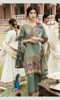 Front: Printed Linen Back& Sleeves: Printed Linen Dupatta: Viscose Printed Shawl Trouser: Dyed Linen Neck Line: Organza Embroidered Daman Patch: Organza Embroidered