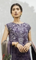 Front: Embroidered Printed Linen Back & Sleeves: Printed Linen Dupatta: Viscose Printed Shawl Trouser: Dyed Linen Daman Patch: Organza Embroidered Front: Embroidered Printed Linen Back & Sleeves: Printed Linen Dupatta: Viscose Printed Shawl Trouser: Dyed Linen Daman Patch: Organza Embroidered
