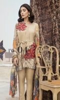 Front: Printed Linen Back& Sleeves: Printed Linen Dupatta: Viscose Printed Shawl Trouser: Dyed Linen Neck Patch: Organza Embroidered Neck Lace: Organza Embroidered Front: Printed Linen Back& Sleeves: Printed Linen Dupatta: Viscose Printed Shawl Trouser: Dyed Linen Neck Patch: Organza Embroidered Neck Lace: Organza Embroidered
