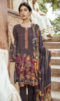 Front: Embroidered Printed Linen Back& Sleeves: Printed Linen Dupatta: Viscose Printed Shawl Trouser: Dyed Linen Neck Lace: Organza Embroidered Front: Embroidered Printed Linen Back& Sleeves: Printed Linen Dupatta: Viscose Printed Shawl Trouser: Dyed Linen Neck Lace: Organza Embroidered
