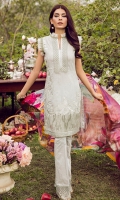 Shirt Front: Digital Printed Embroidered Shirt Back & Sleeves: Digital Printed Dupatta: Pure Chinese Silk Digital Printed Trouser: Printed Cambric Neck Patch: Organza Embroidered Front Daman Patch: Organza Embroidered Trouser Patch: Organza Embroidered