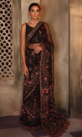 Front Blouse: Embroidered net (0.70 y) Back Blouse: Embroidered net (0.70 y) Saree Fall / Lehenga Font & Back: Embroidered Net with hand embellished (4.2 y) Sleeves: Embroidered Net (0.70 y) Saree Pallu / Dupatta: Embroidered Net with hand embellished(2.75 y) Saree Pallu / Dupatta Pallu Border: Embroidered Organza with hand embellished(2.75 y) Saree Pallu / Dupatta Lace 1: Embroidered Organza with hand embellished(2.75 y) Saree Pallu / Dupatta Lace 2: Embroidered Organza (2.75 y) Saree Fall / Lehenga Front & Back Lace: Embroidered Organza(4.2 y) Sleeve Lace: Embroidered Organza (1 y) Trouser: Dyed Raw Silk (2. 5 y)