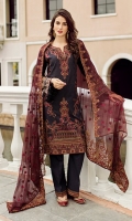 Shirt Front: Digital Printed Embroidered Lawn Shirt Back & Sleeves: Digital Printed Lawn Dupatta: Embroidered Chiffon Neck Line: Organza Embroidered Trouser: Dyed Cambric Trouser Lace: Organza Embroider...