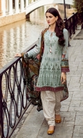 Shirt Front: Lawn Embroidered Shirt Back & Sleeves: Digital Printed Lawn Dupatta: Digital Printed Pure Tissue Silk Daman & Sleeves Lace: Organza Embroidered Trouser: Printed Cambric