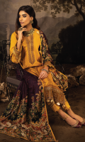 Shirt Front, Back & Sleeves : Digital Printed Slub Viscose (Linen)(3.40Y) Front Lace: Embroidered Organza (0.90 y) Neck Lace : Embroidered Organza (1.35 y) Sleeve Lace : Embroidered Organza (1 y) Trouser Lace : Embroidered Organza (1.35 y) Dupatta: Digital Printed Slub Viscose (Linen)(2.75 y) Trouser: Dyed Linen (2.5 y)