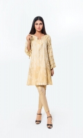 Golden Jacquard Shirt with pleated side panels & knotted Sleeves Jacquard 1 Pc(Shirt Only)