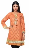 Orange Jacquard Shirt With Tessal On Front Jacquard 1 Pc(Shirt Only)