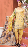 EMBROIDERED FRONT 1.15M PRINTED BACK & SLEEVES 1.85M DYED TROUSER 2.5M LAWN DUPATTA 2.5M EMBROIDERED LACE 1M
