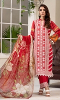 EMBROIDERED FRONT 1.15M PRINTED BACK & SLEEVES 1.85M DYED TROUSER 2.5M CHIFFON DUPATTA 2.5M