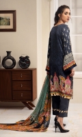 EMBROIDERED FRONT 1.15M PRINTED BACK & SLEEVES 1.85M DYED TROUSER 2.5M CHIFFON DUPATTA 2.5M EMBROIDERED BORDER 0.75M