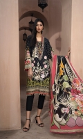 Printed & embroidered front      1.15M  Printed back & sleeves   1.85M  Dyed trouser      2.5M  Lawn dupatta     2.5M  Embroidered neckline    1M