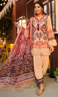 EMBROIDERED FRONT 1.25M PRINTED BACK & SLEEVES 1.9M DYED JACQUARD TROUSER 2.5M CHIFFON DUPATTA 2.5M EMBROIDERED PANNEL 1