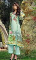 Printed and Embroided front 1.25 M Printed back and sleeves 1.9 Printed trouser 2.5 M Chiffon Dupatta 2.5M