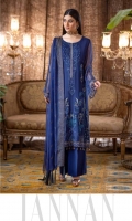 3 Piece Embroidered bember chiffon Plain Trouser