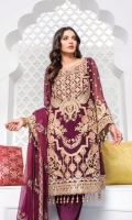 Three Piece Embroidered Chiffon Suit