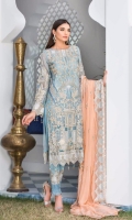 Three Piece Embroidered Chiffon Suit