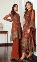 Embroidered Net Front Embroidered Net Back Embroidered Front & Back Borders Embroidered Net Sleeves Embroidered Sleeves Borders Embroidered Net Dupatta Embroidered Dupatta Patch Embroidered Raw Silk Trouser