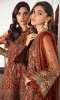 Embroidered Net Front Embroidered Net Back Embroidered Front & Back Borders Embroidered Net Sleeves Embroidered Sleeves Borders Embroidered Net Dupatta Embroidered Dupatta Patch Embroidered Raw Silk Trouser
