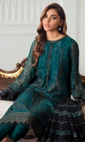 Embroidered Chiffon Front Embroidered Chiffon Back Embroidered Front & Back Borders Embroidered Chiffon Sleeves Embroidered Sleeves Border Embroidered Chiffon Dupatta Embroidered Dupatta Patches Dyed Raw Silk Trouser