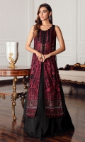 Embroidered Chiffon Front Embroidered Chiffon Back Embroidered Front & Back Borders Embroidered Chiffon Sleeves Embroidered Sleeves Border Embroidered Organza Dupatta Embroidered Dupatta Patches Dyed Raw Silk Trouser