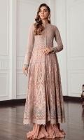 Embroidered Chiffon Front Body Embroidered Chiffon Back Body Embroidered Border Patch Embroidered Chiffon Flare Panels Embroidered Chiffon Sleeves Embroidered Sleeves Border Embroidered Net Dupatta Dyed Raw Silk Trouser
