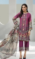 Digital Printed Shirt Embroidered Front Border Embroidered Trouser Patch Digital Printed Chiffon Dupatta Dyed Trouser 