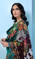 Digital Printed Khaddar Shirt Digital Printed Viscose Net Dupatta Embroidered Front Border Dyed Khaddar Trouser