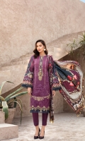 PRINTED EMBROIDERED FRONT PRINTED BACK & SLEEVES PRINTED SILK DUPATTA EMBROIDERED FRONT BORDER EMBROIDERED NECKLINE PATCH DYED ORGANZA DYED CAMBRIC LAWN TROUSER