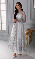 Embroidered Chiffon Front Panels Embroidered Front Body Embroidered Chiffon Sleeves Embroidered Front, Back & Sleeves Borders Embroidered Net Dupatta Embroidered Dupatta Borders Dyed Chiffon Back Dyed Rawsilk Trouser
